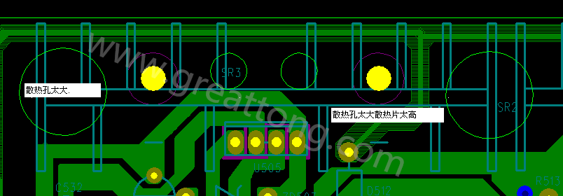 PCB設(shè)計(jì)中，散熱孔散熱片設(shè)計(jì)不當(dāng)，造成很多電源板斷裂