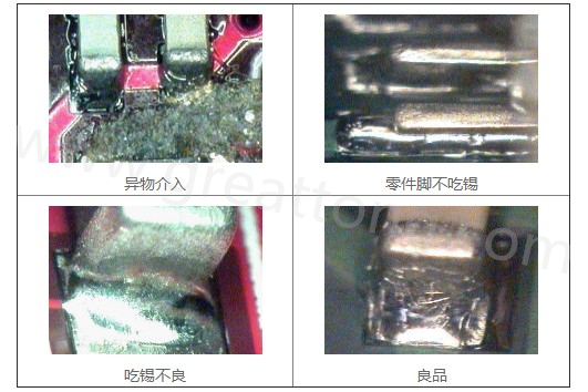 300X顯微鏡主要檢測(cè)這些PCBA加工問(wèn)題：異物介入、零件腳不吃錫、 吃錫不良。