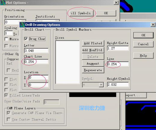 轉(zhuǎn)孔圖時也需在Customize Document欄點擊Option，在彈出的Plot Options-窗口中選擇Drill Symbols