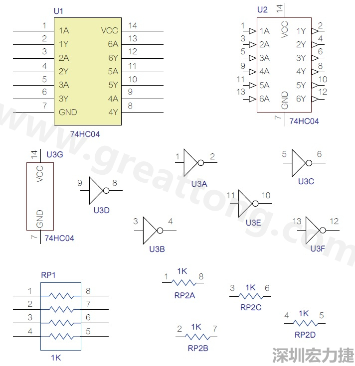 圖1 半導(dǎo)體元件供應(yīng)商所畫的電路圖符號是模擬元件的接腳圖，而非訊號流程。