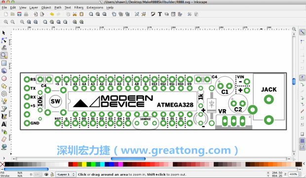 既然你有一個(gè)以電路板為背景的清晰影像了，使用向量工具將要絲印的圖像畫(huà)在上面吧，下面有一個(gè)例子。