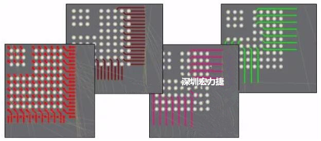 扇出及逃逸時布線是根據(jù)適用的設(shè)計規(guī)則來進(jìn)行的。