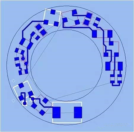 (b)基于最佳形狀的自動(dòng)布線器(完成了56.3%的導(dǎo)線布線)；